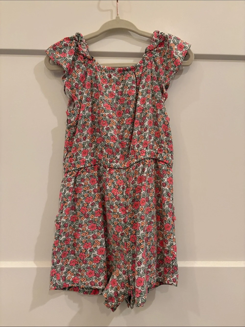 Cat & Jack Toddler Girls Floral Pink Cotton Romper Size 2T